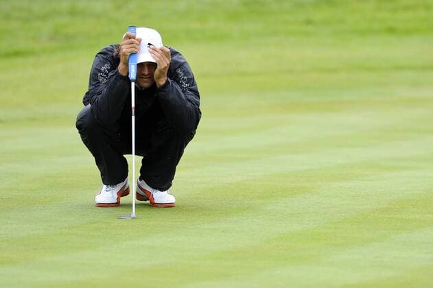 05.06.2011 Day four of the SAAB Wales Open Golf from Celtic Manor. Johan EDFORS (SWE) visualises a putt on the 4th during the fourth and final round on the Twenty Ten course. xRoganxThomsonx  ActionPlus11179411 Content restricted for UK based newspaper