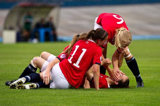 Norway team group (NOR), JUNE 5th, 2011 - Football : Melissa Bjanesoy (bottom) of Norway celebrates her 1st goal during the UEFA Women s Under 19 Championship Group B match between Norway 5-1 Spain at Tullio Morganti stadium in Forli, Italy.  ( ptmb017719)
