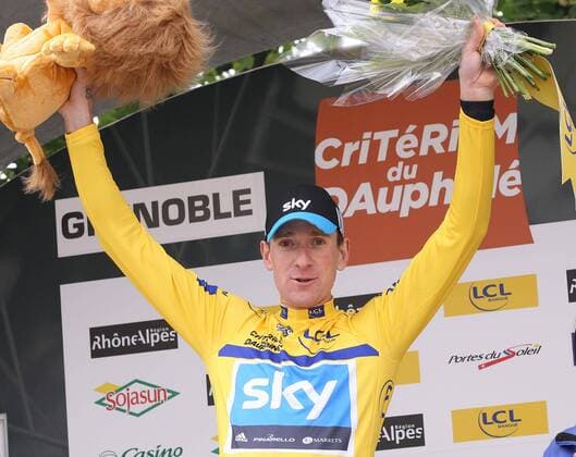 Frankreich, Grenoble 08.06.2011: Criterium du Dauphine 3. Etappe Grenoble-Grenoble EZF, WIGGINS Bradley GBR SKY (SKY) 2. Platz 3. Etappe und Gelbes Trikot