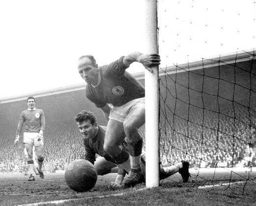 Ronnie Moran and Tommy Lawrence (Goalkeeper) - Liverpool FC. Liverpool FC v Arsenal FC; 18 04 1964; Anfield Liverpool FC win the championship Football 