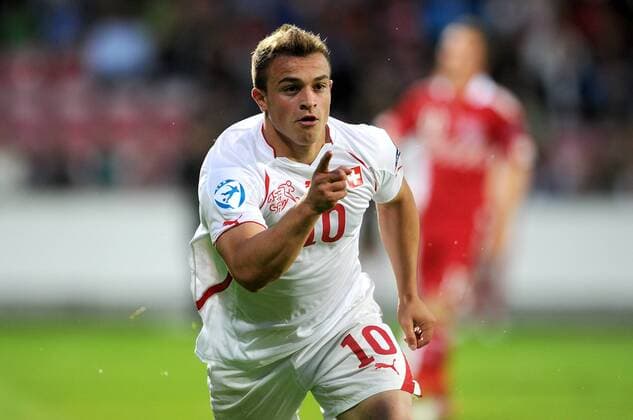 FUSSBALL UEFA U21-EUROPAMEISTERSCHAFT 2011 GRUPPENPHASE Dänemark - Schweiz 11.06.2011 Jubel nach dem TOR zum 0:1 von Xherdan Shaqiri (Schweiz) 