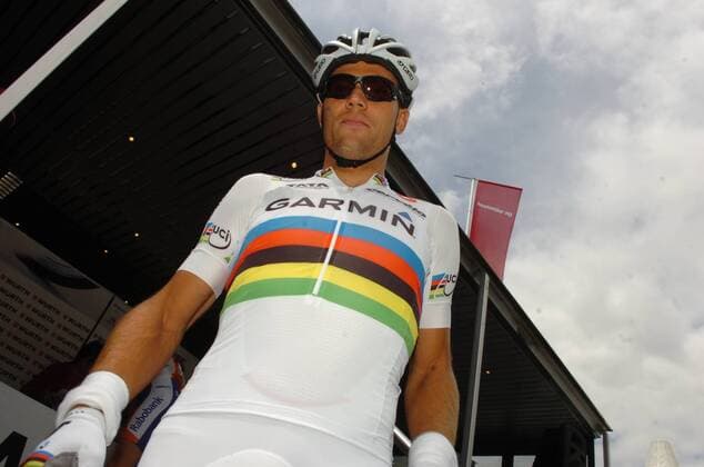 2011, Tour de Suisse, tappa 04 Grindelwald - Huttwil, Garmin - Cervelo 2011, Thor Hushovd, Grindelwald  o0 Weltmeistertrikot, Regenbogentrikot, Froschperspektive, unten,