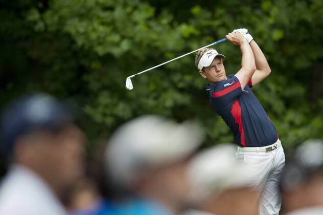 June 16, 2011 - Bethesda, Maryland, U.S. - LUKE DONALD hits his tee shot on the 13th hole at Congressional Country Club during the first round of the U.S. Open in Bethesda, MD. Golf 2011- U.S. Open First Round - ZUMAmv2