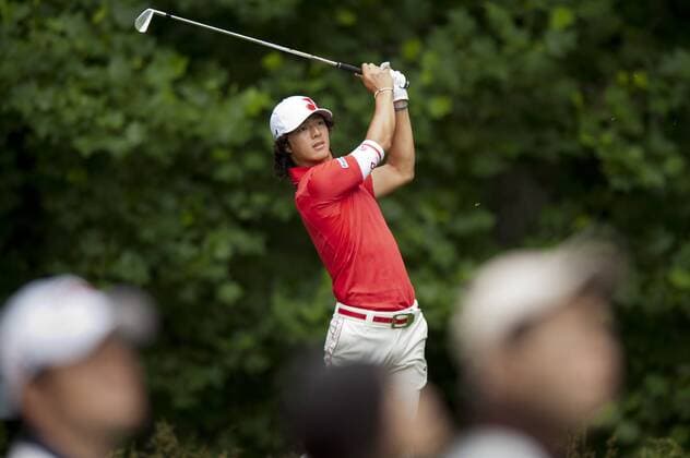 June 16, 2011 - Bethesda, Maryland, U.S. - RYO ISHIKAWA hits his tee shot on the 13th hole at Congressional Country Club during the first round of the U.S. Open in Bethesda, MD. Golf 2011- U.S. Open First Round - ZUMAmv2