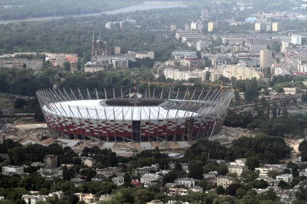 WARSAW CAPITAL CITY OF POLAND - EAGLE VIEW STADION NARODOWY --- NATIONAL STADIUM --- Newspix.pl  110616PYK024 o00 Euro