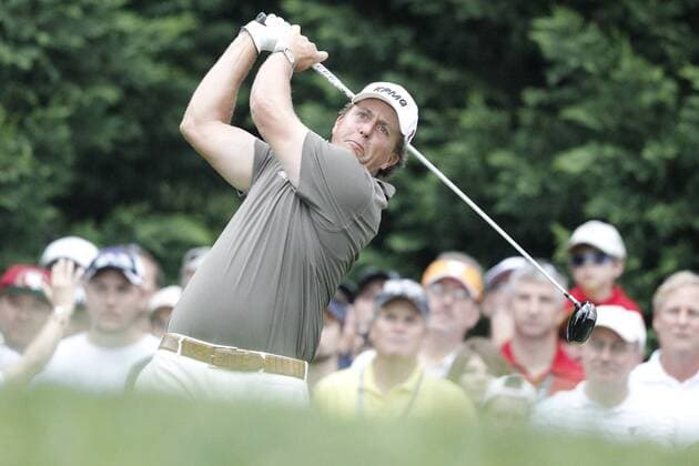 June 17, 2011 - Bethesda, Maryland, U.S. - PHIL MICKELSON tees off on hole 5 during the second round of play at the U.S. Open Golf 2011 - US Open Second Round - ZUMAb21