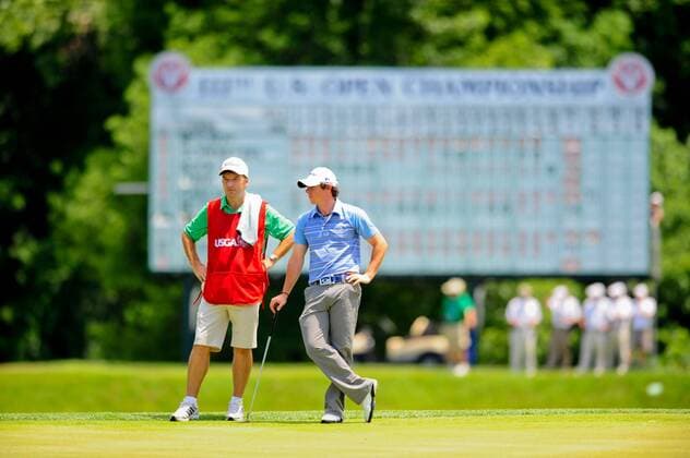 June 17, 2011 - Rory McIlroy and his caddie wait their turn at hole eighteen during second round play at the US Open Championship at Congressional Country Club in Potomac, MD. Golf 2011: US Open JUN 17 - ZUMAcjm