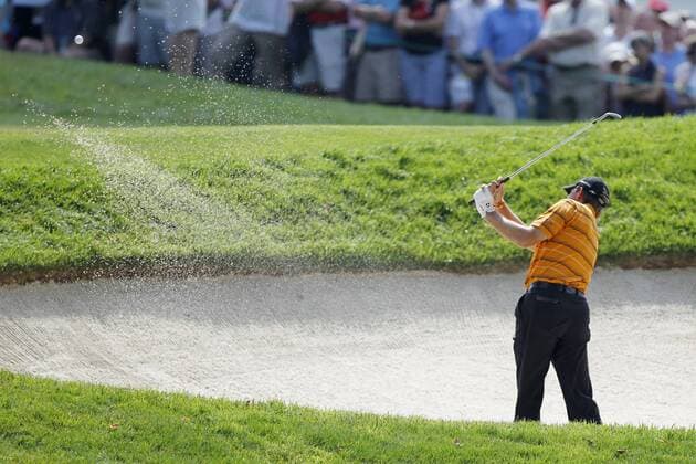 June 17, 2011 - Bethesda, Maryland, U.S. - RETIEF GOOSEN hits out of the sand on hole 9 during the second round of play at the U.S. Open Golf 2011 - US Open Second Round - ZUMAb21