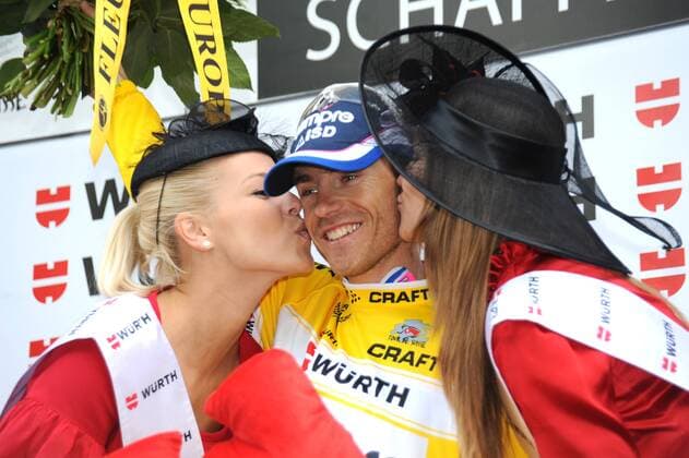 Tour de Suisse, 8. Etappe, Tubach - Schaffhausen --- Damiano Cunego (Lampre ISD) im gelben Trikot des Gesamtführenden 