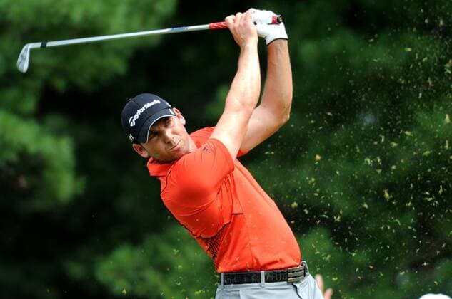 Spain s Sergio Garcia hits to the par-three third hole during the third round of the U.S. Open golf championship at Congressional Country Club in Bethesda, Maryland on June 18, 2011.  WAP20110618124