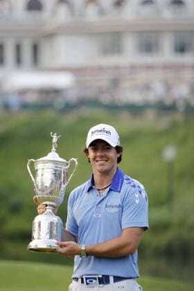 June 19, 2011 - Bethesda, Maryland, U.S. - RORY McILROY celebrates his U.S. Open win on the 18th green. McIlroy won the U.S. Open with a record score of 16 under par. Golf 2011 - US Open Final Round - ZUMAb21