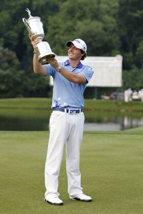 June 19, 2011 - Bethesda, Maryland, U.S. - RORY McILROY celebrates his U.S. Open win on the 18th green. McIlroy won the U.S. Open with a record score of 16 under par. Golf 2011 - US Open Final Round - ZUMAb21
