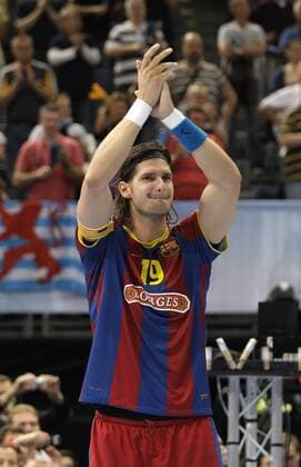 Barcelona s Laszlo NAGY celebrates the victory during the final match of the Champions League between FC Barcelona and Ciudad Real, Lanxessarena in Köln on May 29., 2011.