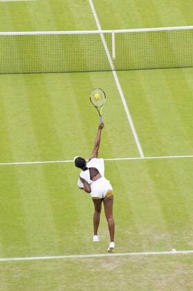 Tennis: Wimbledon Championship 2011, Venus Williams from USA in action against Kimiko Date-Krumm from Japan on Day Three of the Wimbledon Lawn Tennis Championships at the All England Lawn Tennis and Croquet Club, June 22, 2011, London, England. xHOCHxZWEIx xKirstenxHolstx