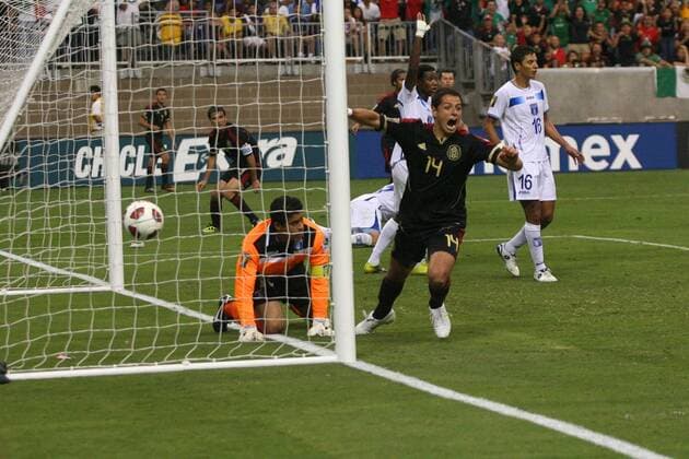 June 22, 2011 - Houston, Texas, U.S - Mexico Attacker J. Hernandez (14) scored the second goal in the first overtime perion to put Mexico up by 2. Mexico defeated Honduras 2 - 0 in overtime in the CONCACAF Gold Cup Semifinals 2011 at Reliant Stadium in Houston, Texas. Gold Cup 2011 - June 22 - Mexico beat Honduras in overtime 2- 0. - ZUMAq33