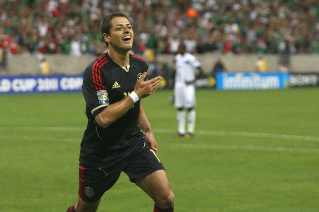 June 22, 2011 - Houston, Texas, U.S - Mexico Attacker J. Hernandez (14) celebrates his goalscored in the first overtime perion to put Mexico up by 2. Mexico defeated Honduras 2 - 0 in overtime in the CONCACAF Gold Cup Semifinals 2011 at Reliant Stadium in Houston, Texas. Gold Cup 2011 - June 22 - Mexico beat Honduras in overtime 2- 0. - ZUMAq33