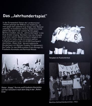 Freitag 11.12.2009, 1. Bundesliga Saison 09 10 - BVB Borussia Dortmund, Das Borusseum in Dortmund. Ein Museum über die Dortmunder Vereinsgeschichte - Hier ein Artikel über das sogenannte Jahrhundertspiel gegen Benfica Lissabon aus der Europapokal Saison der Landesmeister 1963 1964 - DeFodi018