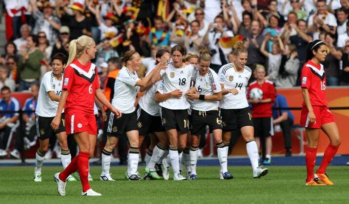FIFA Frauen Weltmeisterschaft 2011 - GER-CAN Berlin , 260611 , FIFA Frauen Weltmeisterschaft 2011 Women s Worldcup 2011 , Gruppe A , Deutschland (GER) gegen Canada (CAN) Torjubel Deutschland nach dem 1:0 durch Kerstin Garefrekes (Deutschland) DFB