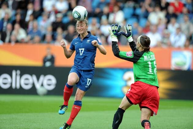 Football : Canada France - FIFA Women s World Cup 2011- Bochum - 30 06 2011 - Rewirpower Stadion - BUT Gaetane THINEY - Erin McLEOD (CAN) - Football : France Canada - World Cup - 30 06 2011 AnthonyBibard FEP Panoramic 