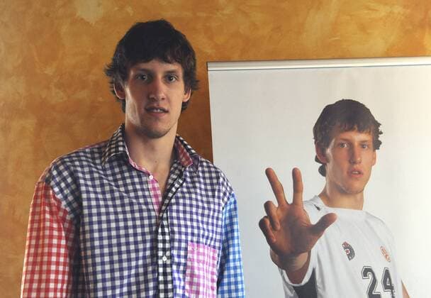 Czech basketball player Jan Vesely was drafted to NBA Basketball Herren USA by Washington Wizards. Vesely is pictured during a press conference on July 1st, 2011 in Ostrava, Czech Republic. (CTKxPhoto JaroslavxOzana)  CTKPhoto7201107010642701