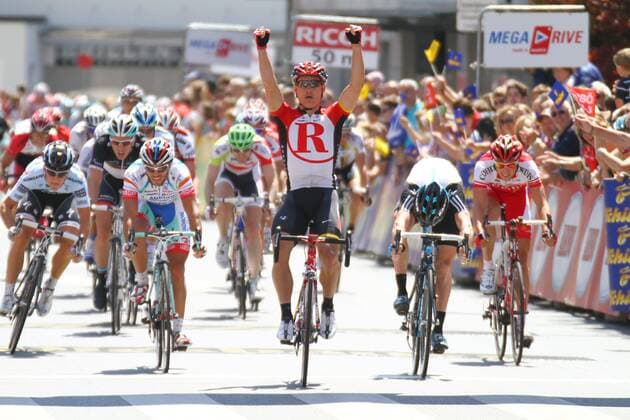 003.07.2011Dornbirn Austria , 63. Internationale Österreich - Rundfahrt 1.Etappe. Dornbirn -Götzis Bild zeigt den Sieger Robert Hunter RSA Team RadioShack Radrennen Radsport Quer Herren Jubel 