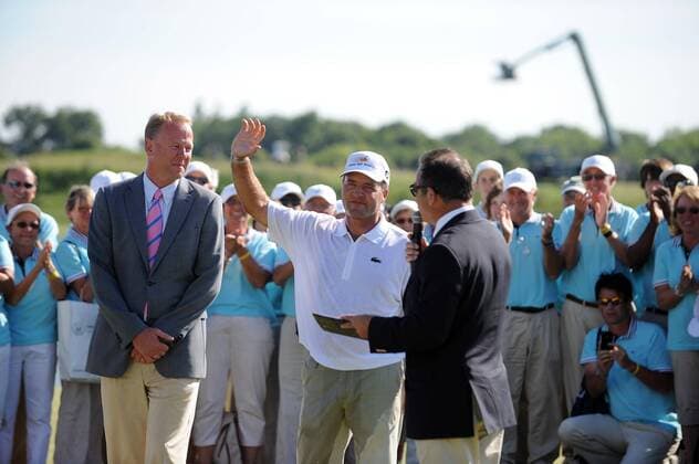 Sieger Thomas Levet (France, Mitte) Golf : Open de France - 03.07.2011 xNLeGouicxFEPxPanx  o0 Siegerehrung Sieg, Sieger Jubel Freude
