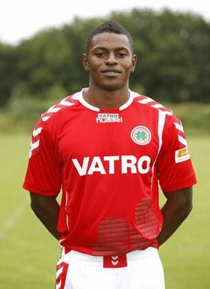 Fussball-3.Bundesliga, Saison 2011 2012 -Mannschaftsvorstellung Rot-Weiß Oberhausen im Hotel Klosterpforte in Harsewinkel-Marienfeld am 04.07.2011.Herren,hoch,Porträt,Einzelbild,Fotoshooting, Jeff Gyasi