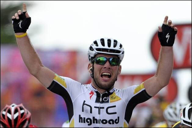 Etappensieger Mark CAVENDISH ( HTC - HIGHROAD - GBR ) Cyclisme : Tour de France 2011 - Etape 5 - Carhaix Cap Frehel - 06.07.2011 - PhotoNews -  o0 Jubel,