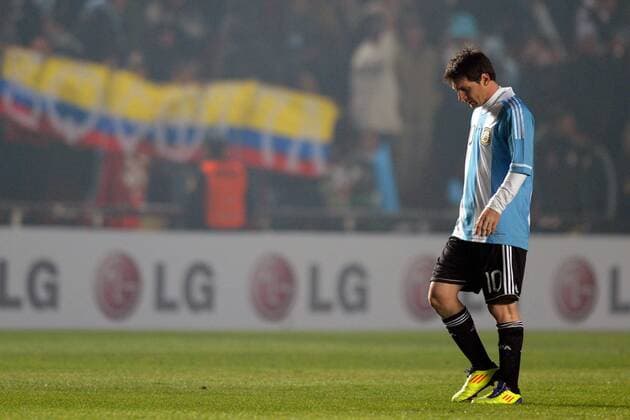 Santa Fe, Argentina - Colombia, delusione Lionel Messi  o0 Werbebande, Bande, Werbung LG