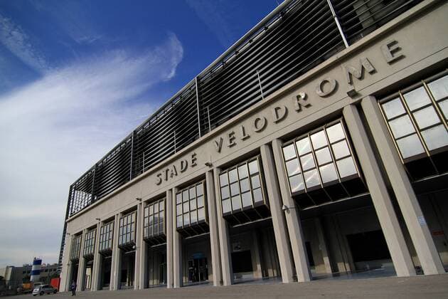 Fußball, Stadiongeschichte Olympique Marseille Eingangsbereich des Stade Velodrome von Olympique Marseille -  o0 Eingang, Eingangsbereich, Einlass, Einlassbereich Schriftzug