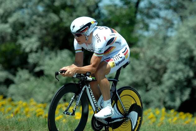 Bert GRABSCH ( GER Team HTC - Highroad ) im Trikot des amtierenden Deutschen Meister im Einzelzeitfahren - Event: Österreich - Österreich Rundfahrt 2011 - 7.Etappe: Podersdorf am Neusiedler See - Einzelzeitfahren 30.1 km - Location: Podersdorf - Österreich - Europa - Datum: 09.07.2011 - Contact