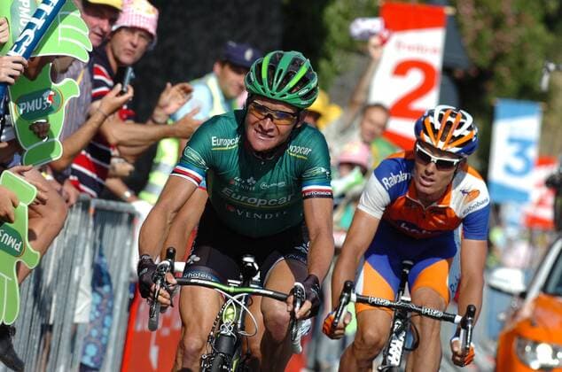 Tour de France 2011, 9. Etappe: Issoire - Saint Flour; Thomas Voeckler (FRA Europcar, L) und Luis Leon Sanchez Gil (ESP Rabobank), Saint Flour 