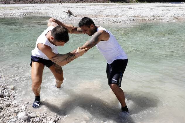 Trainingslager Lazio Rom, Saison 2011 2012 in Auronzo di Cadore; Pasqualino Foggia - Francelino Matuzalem - MarcoxRosi o0 ringen Gerangel Rangelei