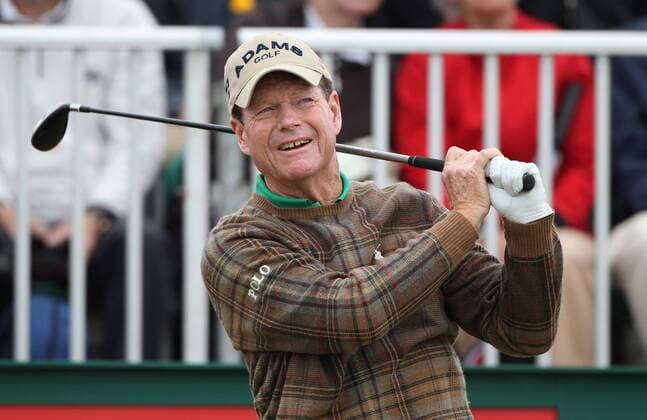 American Tom Watson tees off during practice day in the 140th Open Championship at Royal St Georges Golf club in Sandwich,England on Tuesday, July 12, 2011.  LON2011071201