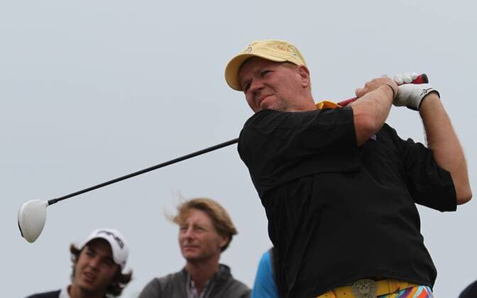 American John Daly plays a tee shot during practice day in the 140th Open Championship at Royal St Georges Golf club in Sandwich,England on Tuesday, July 12, 2011.  LON2011071206
