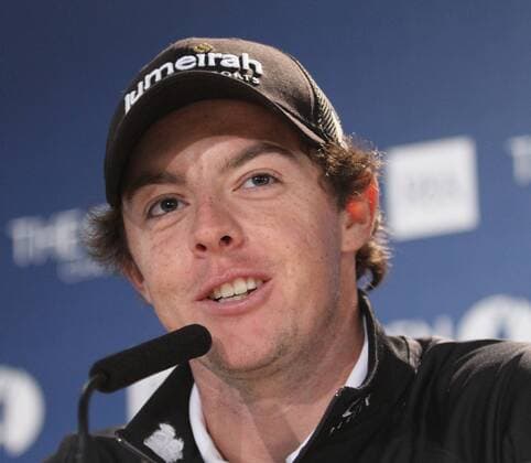 Northern Ireland s Rory McIlroy speaks at a press conference in the 140th Open Championship at Royal St Georges Golf club in Sandwich,England on Tuesday, July 12, 2011.  LON2011071226