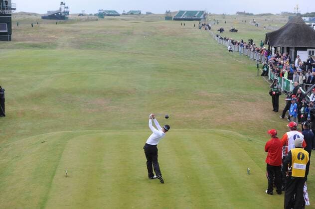 14.07.2011 Danny Willett (ENG) in action on the first tee at Royal St Georges, Sandwich, Kent on the first day of the British Open Championship. xKevinxBatchelorx  ActionPlus11194123 Content restricted for UK based newspaper
