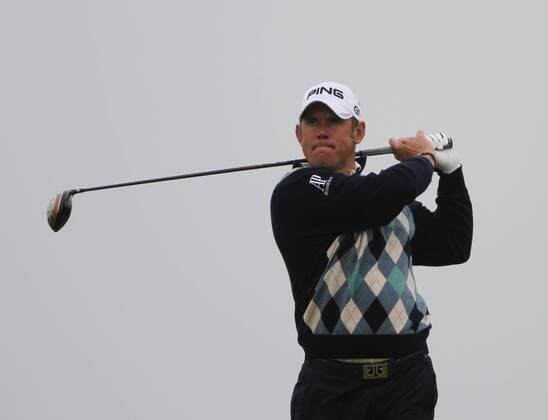 England s Lee Westwood tees off on the 12th hole on the first day of the 140th Open Championship at Royal St Georges Golf club in Sandwich,England on Thursday, July 14, 2011.  LON2011071444