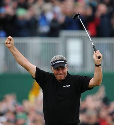 Golf - The Open 2011 - Royal St George s - Day 4 Darren Clarke of Northern Ireland celebrates winning the Open Championship at Royal St George s, Sandwich 