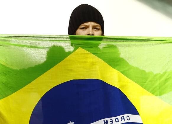 Fan aus Brasilien - Copa America . La Plata BA - 17 07 2011. x(181)xLuizxFernandoxMenezesx xFox  (5709) o0 Fahne, Landesfahne