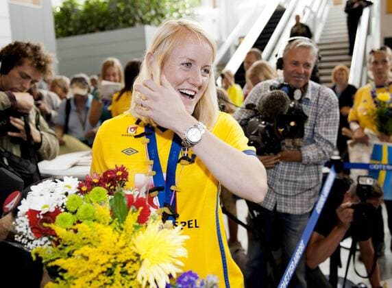Empfang der schwedischen Nationalmannschaft in Göteborg: Marie Hammarström KP0300003 