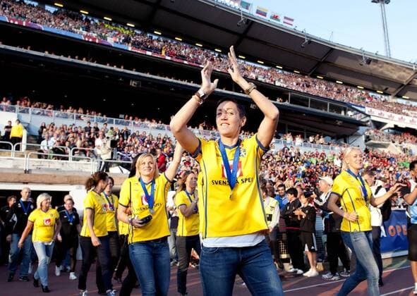 Ankunft des schwedischen Nationalteams in Göteborg: KP0300003  o00 Empfang