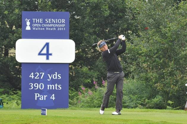 21.07.2011 Bernard Langer (GER) in action in Round 1 at the Senior Open Championship from Walton Heath Golf Club. xKevinxBatchelorx  ActionPlus11195675 Content restricted for UK based newspaper