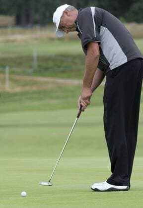 21.07.2011 Mike Harwood (AUS) in action in Round ! at the Senior Open Championship from Walton Heath Golf Club. xKevinxBatchelorx  ActionPlus11195721 Content restricted for UK based newspaper