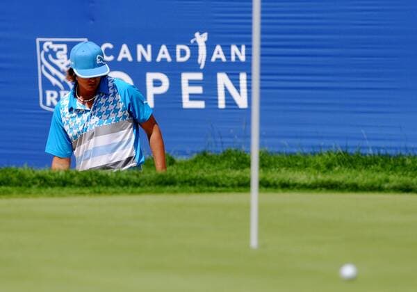 July 22 2011: Rickie Fowler hits out of a sand trap on the 18th hole during the second round at RBC Canadian Open at Shaughnessy Golf and Country Club in Vancouver, British Columbia on Friday. PGA Golf Herren JUL 22 RBC Canadian Open - Second Round Icon1107220352 EDITORIAL USE ONLY