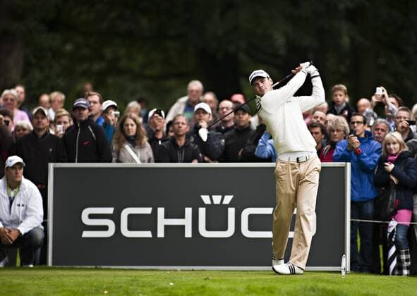 Düsseldorf, 31.07.2011 Martin Kaymer (Deutschland) Schüco Open 2011 mm o0 Sponsor, Wirtschaft, Werbebande, Bande, Werbung, Schriftzug