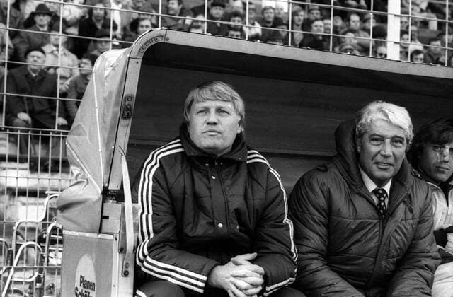 Fußball, Trainerhistorie, Alemannia Aachen Trainer Ernst Günter Habig (li.) und Obmann Heinz Palm (beide Aachen)
