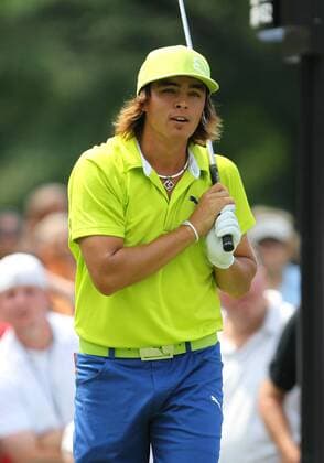 August 05 2011: Rickie Fowler shocked by his bad tee shot during the World Golf Championships-Bridgestone Invitational second round of play at Firestone Country Club in Akron, OH. PGA Golf Herren AUG 05 WGC Bridgestone Invitational - Second Round Icon1108051586 EDITORIAL USE ONLY