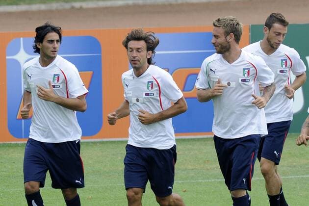 Coverciano 08 08 2011 - Training Nationalteam Italien - Alberto Aquilani, Daniele De Rossi, Andrea Pirlo 