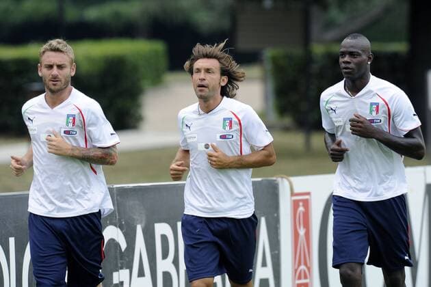 Coverciano 08 08 2011 - Training Nationalteam Italien - Mario Balotelli, Andrea Pirlo, Daniele De Rossi 